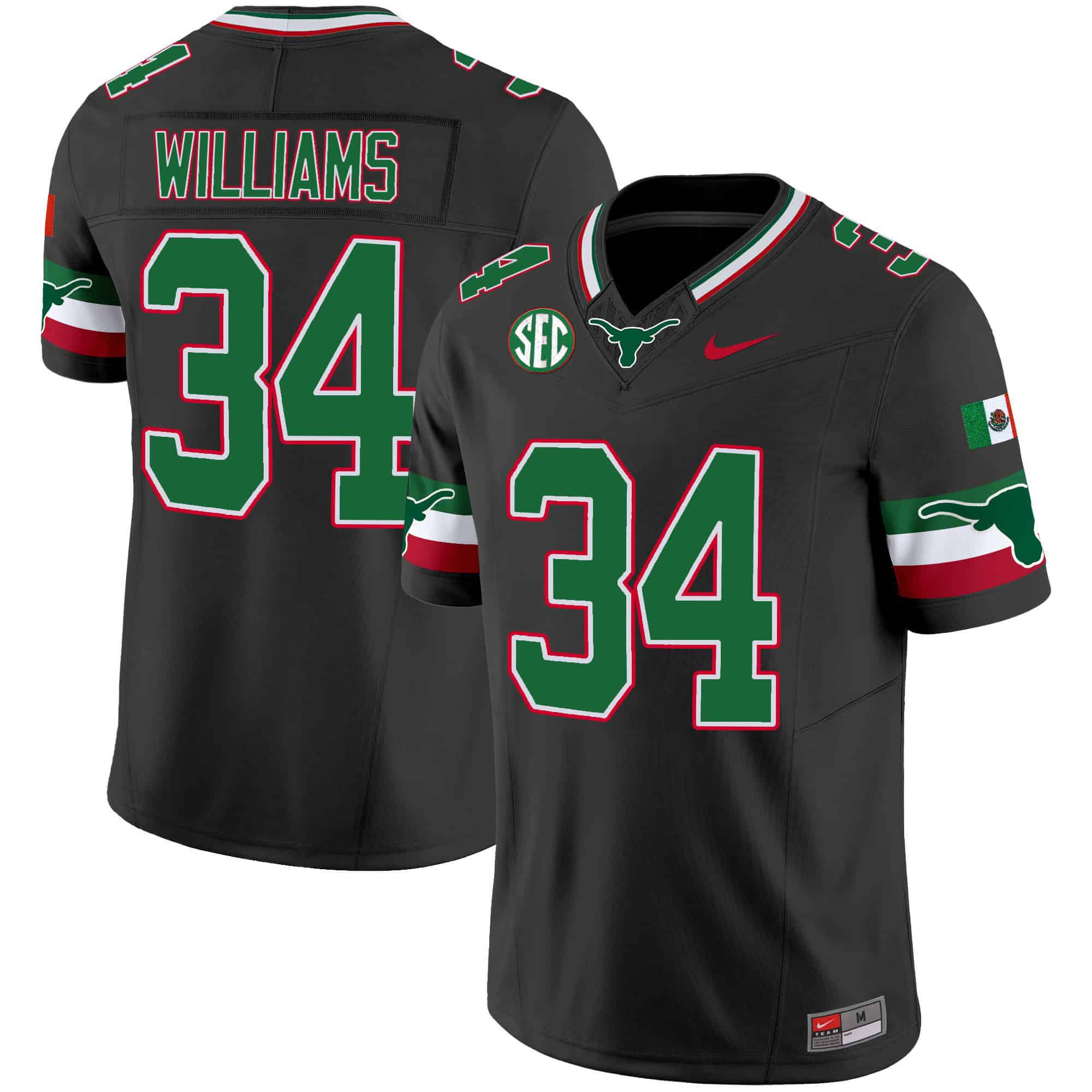 Men Texas Longhorns #34 Williams Black 2024 Nike Mexico SEC Patch Vapor NCAA Jersey->indianapolis colts->NFL Jersey